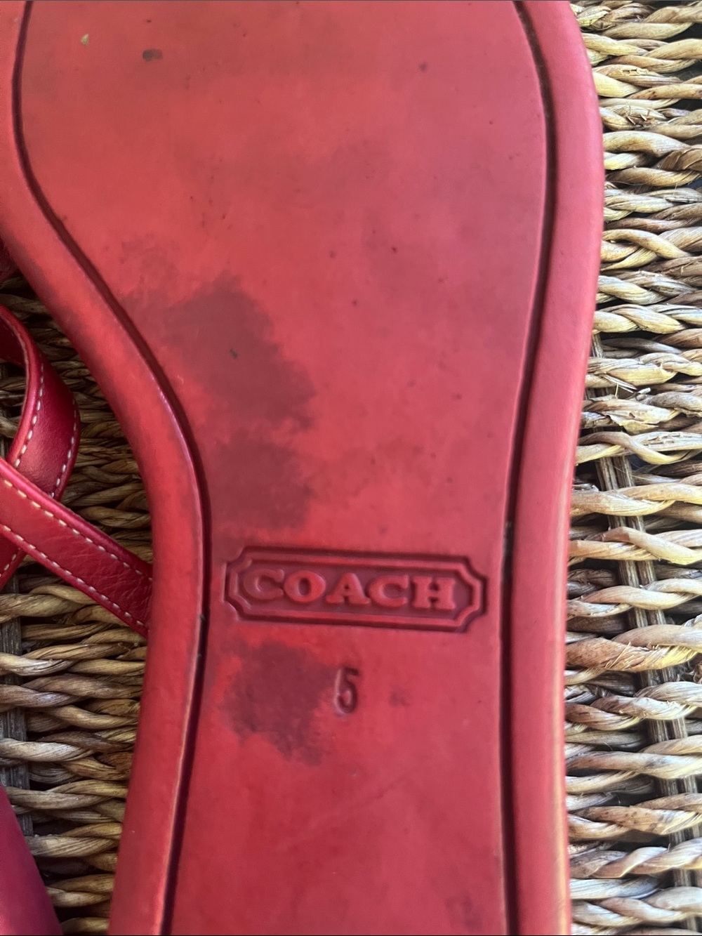 Women's Coach Red Flower Thong Sandals - Picture 10 of 10